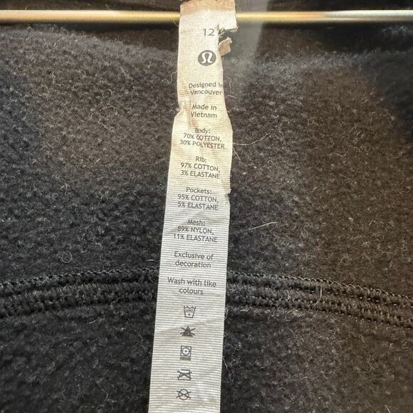 Lululemon Scuba Hoodie Light Cotton Fleece Black Zip Up Jacket Size 12 - Picture 6 of 8